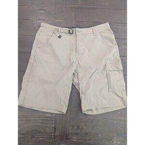 Prana Shorts Mens 34 Khaki Beige Stretch Cargo Hiking Outdoor Utility Belted
